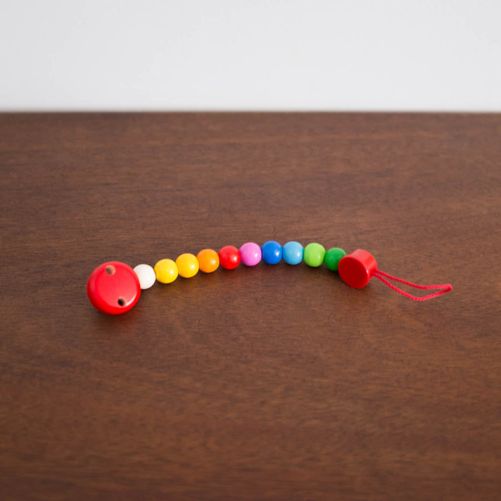 NEW Wooden Beaded Soother Teether Clip- Rainbow