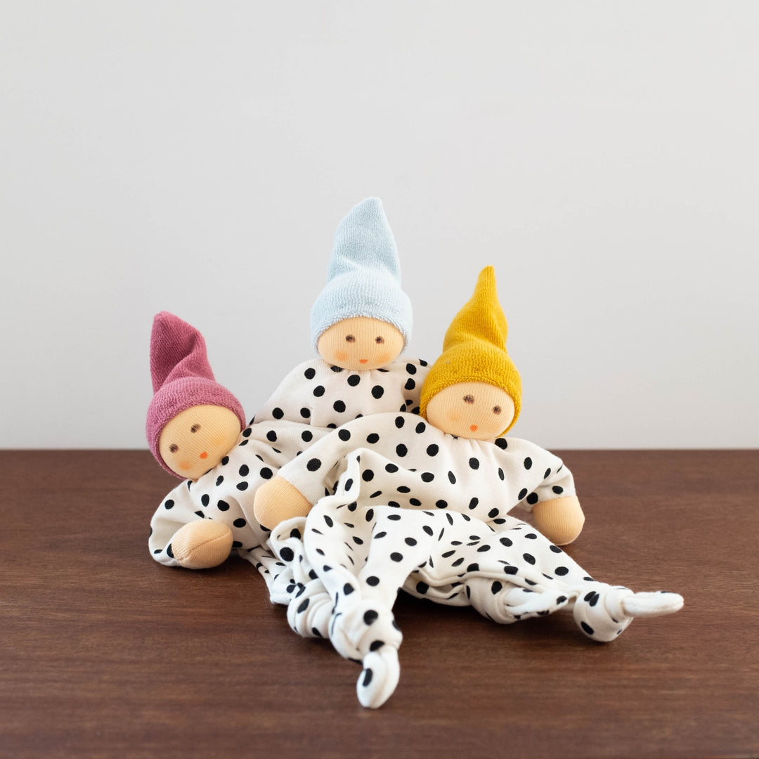 Nanchen Knotted Soothing Doll- Polka Dot Mustard Yellow