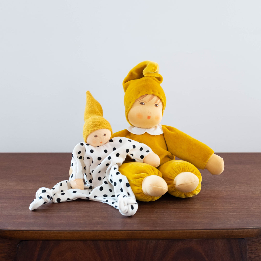 Nanchen Knotted Soothing Doll- Polka Dot Mustard Yellow