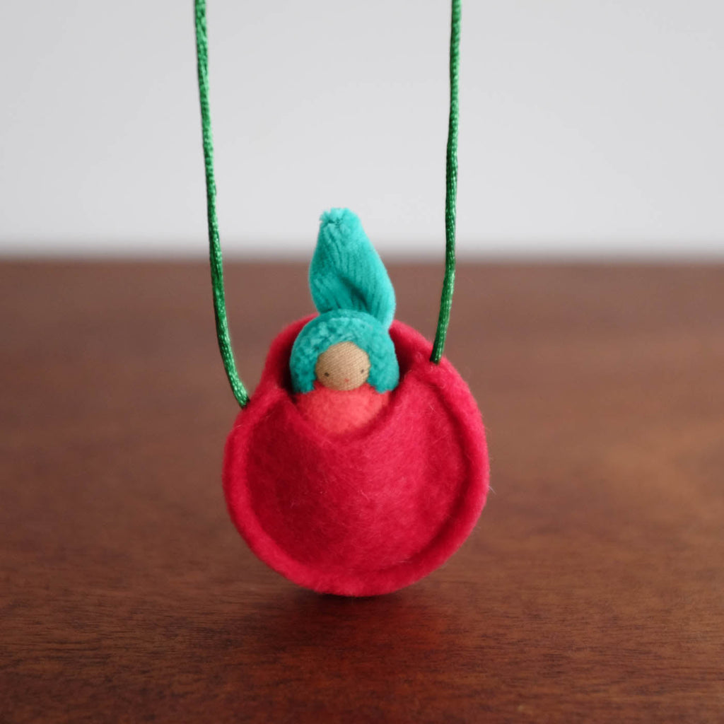 NEW Waldorf Inspired Mini Doll in Apple Necklace