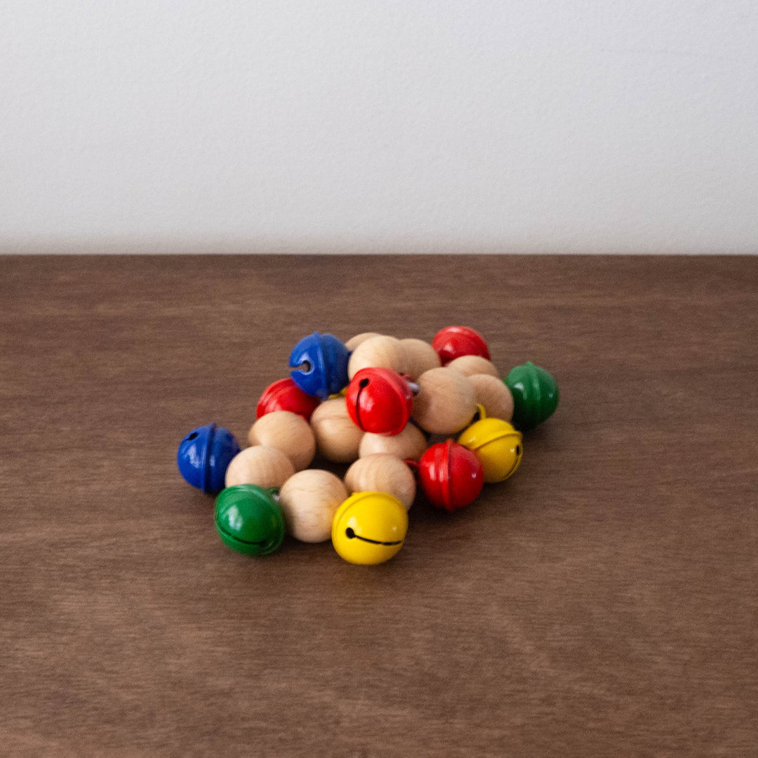 NEW Wooden Musical Bell Band/Rattle for Babies - Rainbow
