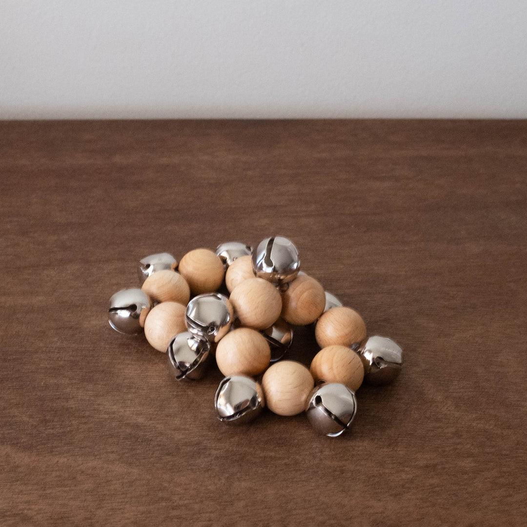 NEW Wooden Musical Bell Band/Rattle for Babies - Silver