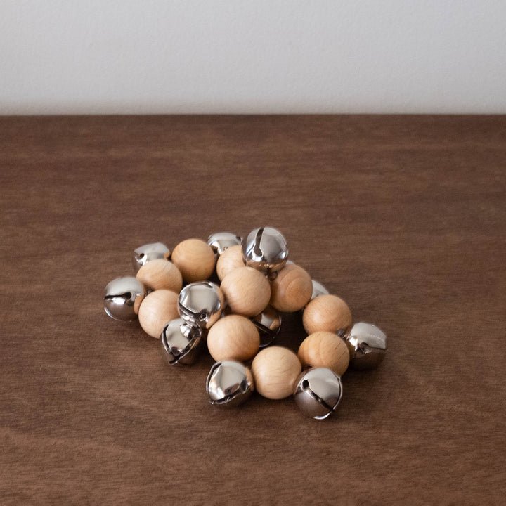 NEW Wooden Musical Bell Band/Rattle for Babies - Silver