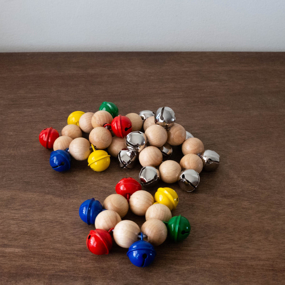 NEW Wooden Musical Bell Band/Rattle for Babies - Rainbow