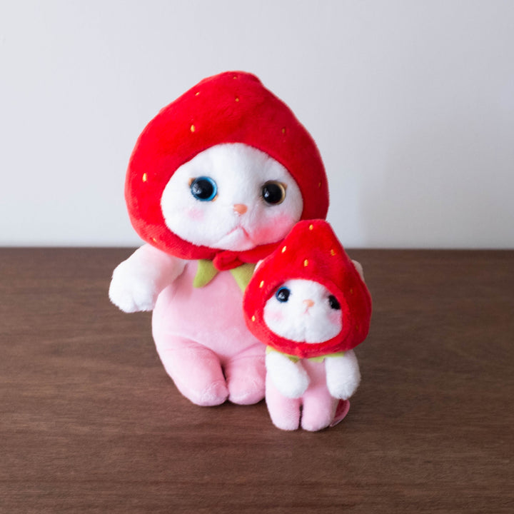 Japanese Strawberry Cat Series- Pink Detachable Hood Medium Plush Doll