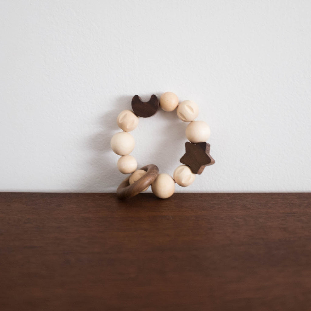NEW Wooden Beaded Teether - Moon and Stars