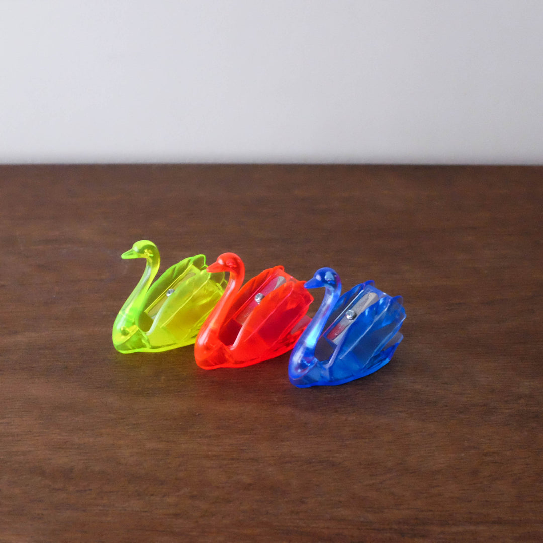 NEW Tin Retro Neon Swan Acrylic Pencil Sharpener- Assorted Colors!