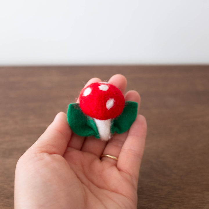 Felt Red Toadstool Mushroom Hair Clip