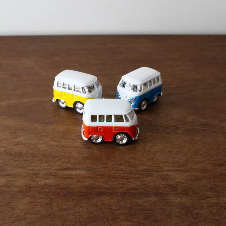 Die Cast Pull Back Cars: Mini 2" Volkswagon Bus Primary Colors