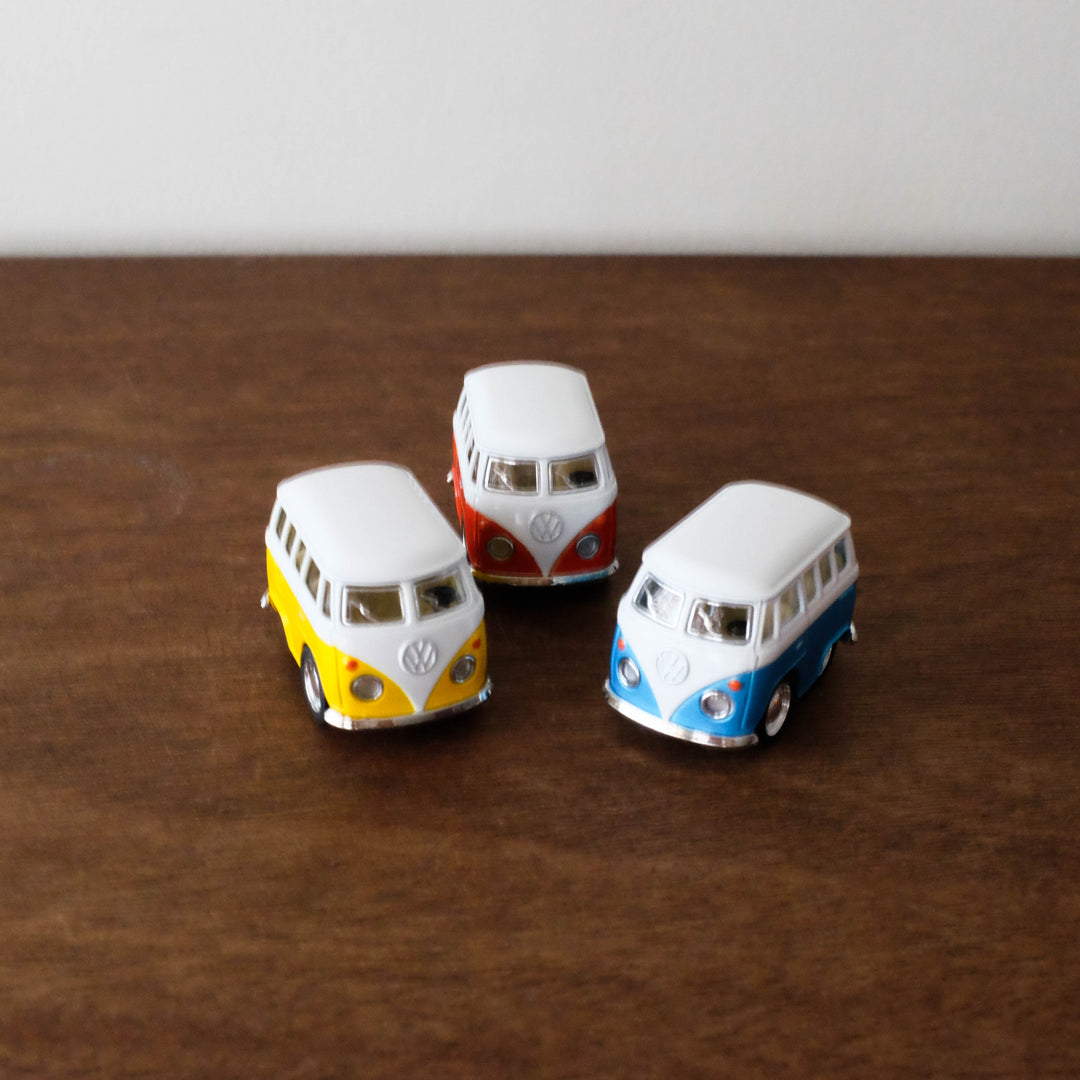 Die Cast Pull Back Cars: Mini 2" Volkswagon Bus Primary Colors