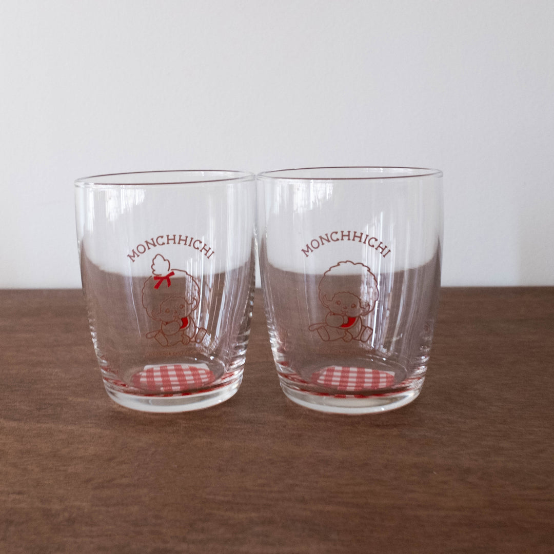 Limited Japanese Glass Cups- Official Retro Monchichi Bow