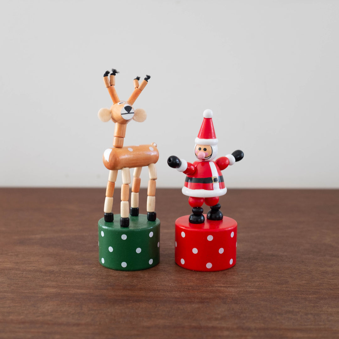 NEW Stocking Stuffers: Wooden Santa Push Puppet