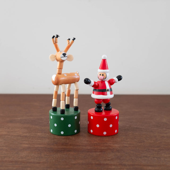 NEW Stocking Stuffers: Wooden Santa Push Puppet