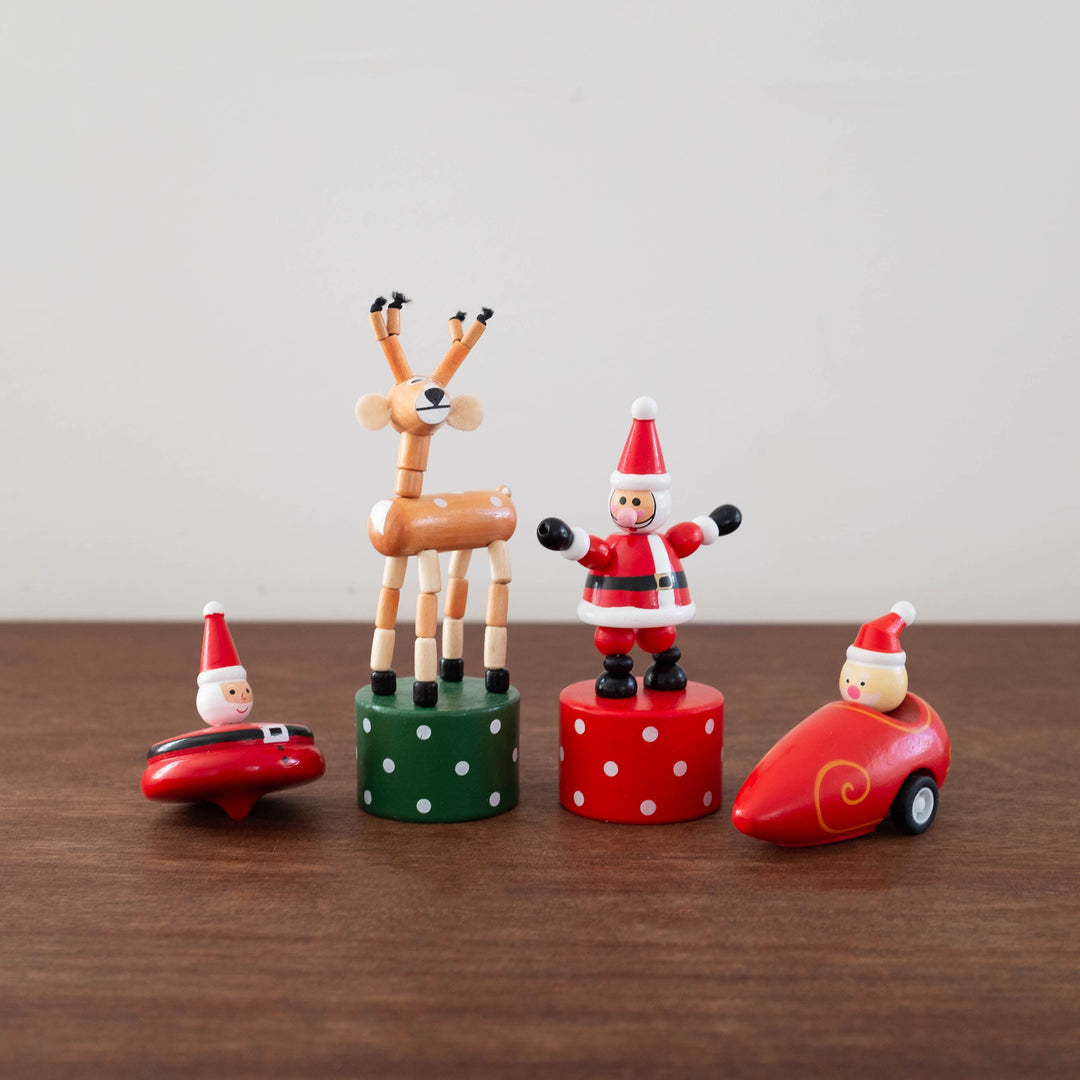 NEW Stocking Stuffers: Wooden Santa Push Puppet