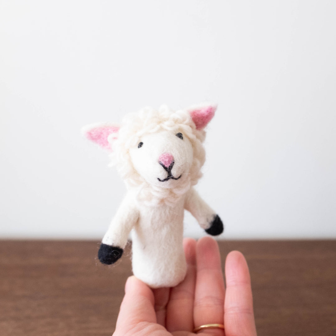 NEW Wool Felt Finger Puppet- Sheep