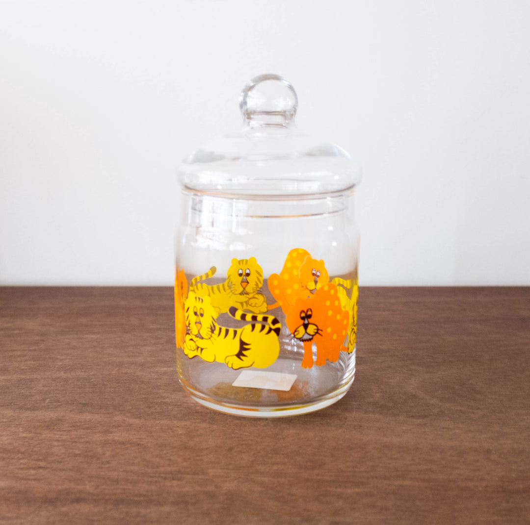 Japanese Glass Medium Jar - Safari Cats