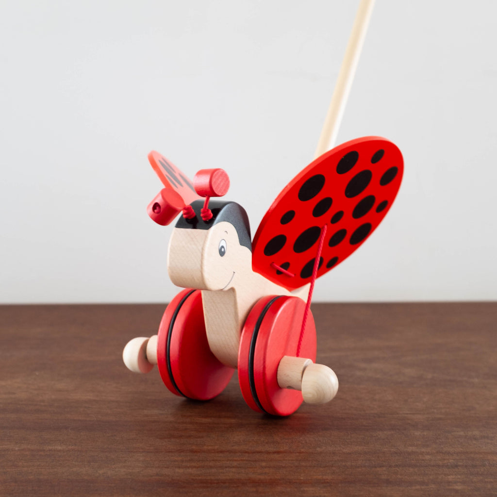 NEW Heirloom Ladybug Push Along Toy
