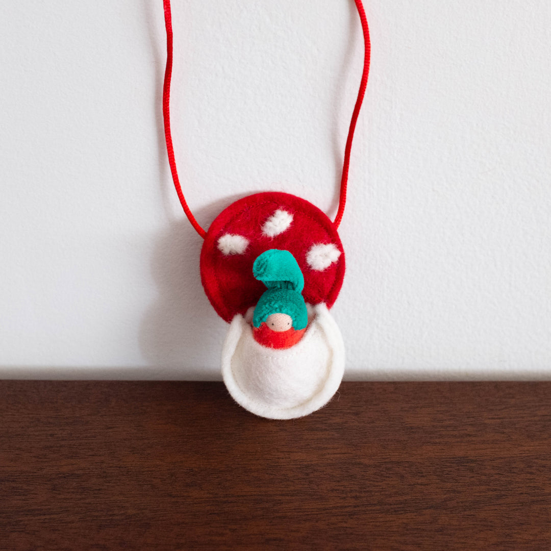 NEW Waldorf Inspired Mini Doll in Mushroom Necklace