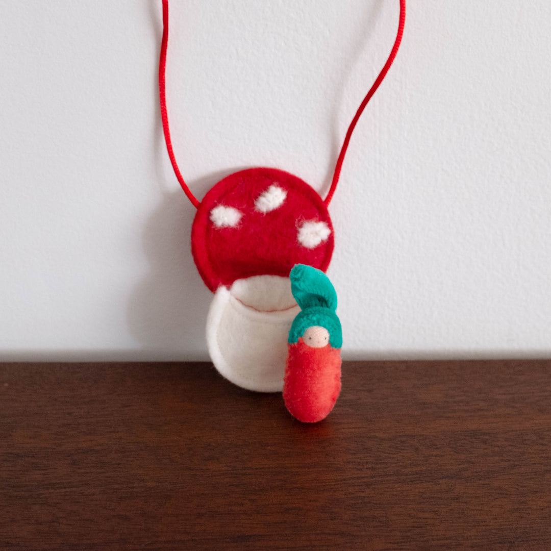 NEW Waldorf Inspired Mini Doll in Mushroom Necklace