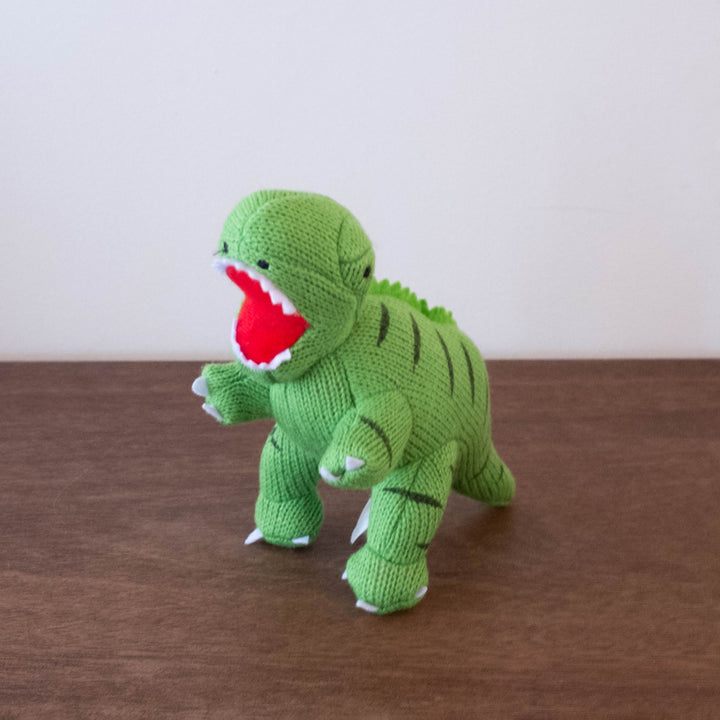 Knitted T- Rex Dinosaur Baby Rattle