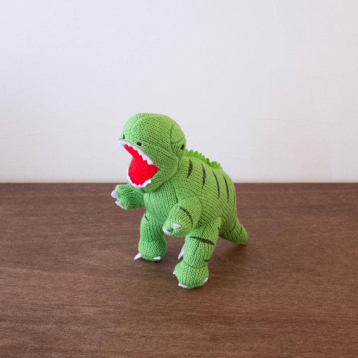 Knitted T- Rex Dinosaur Baby Rattle