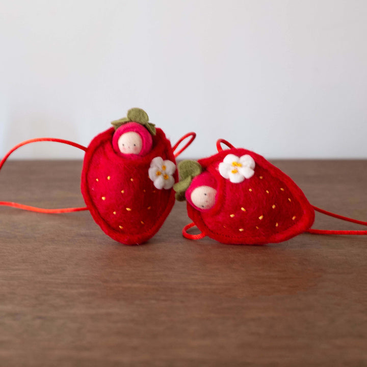 NEW Waldorf Inspired Mini Doll in Strawberry Necklace