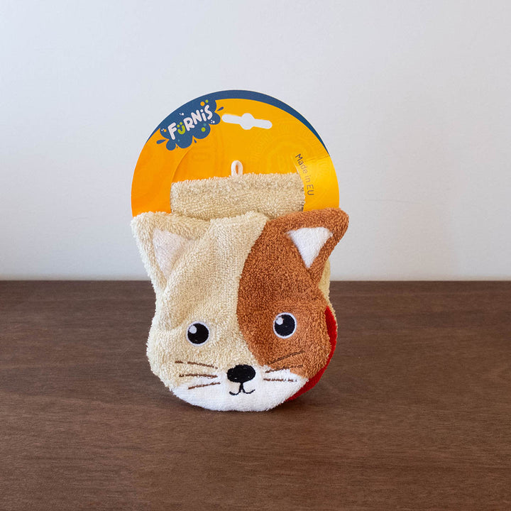 Organic Cotton Animal Puppet Washcloth - Cat