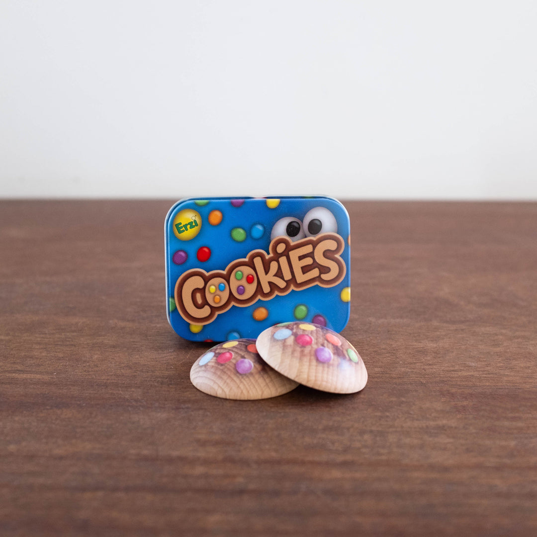 NEW Wooden Cookies in a Tin Set