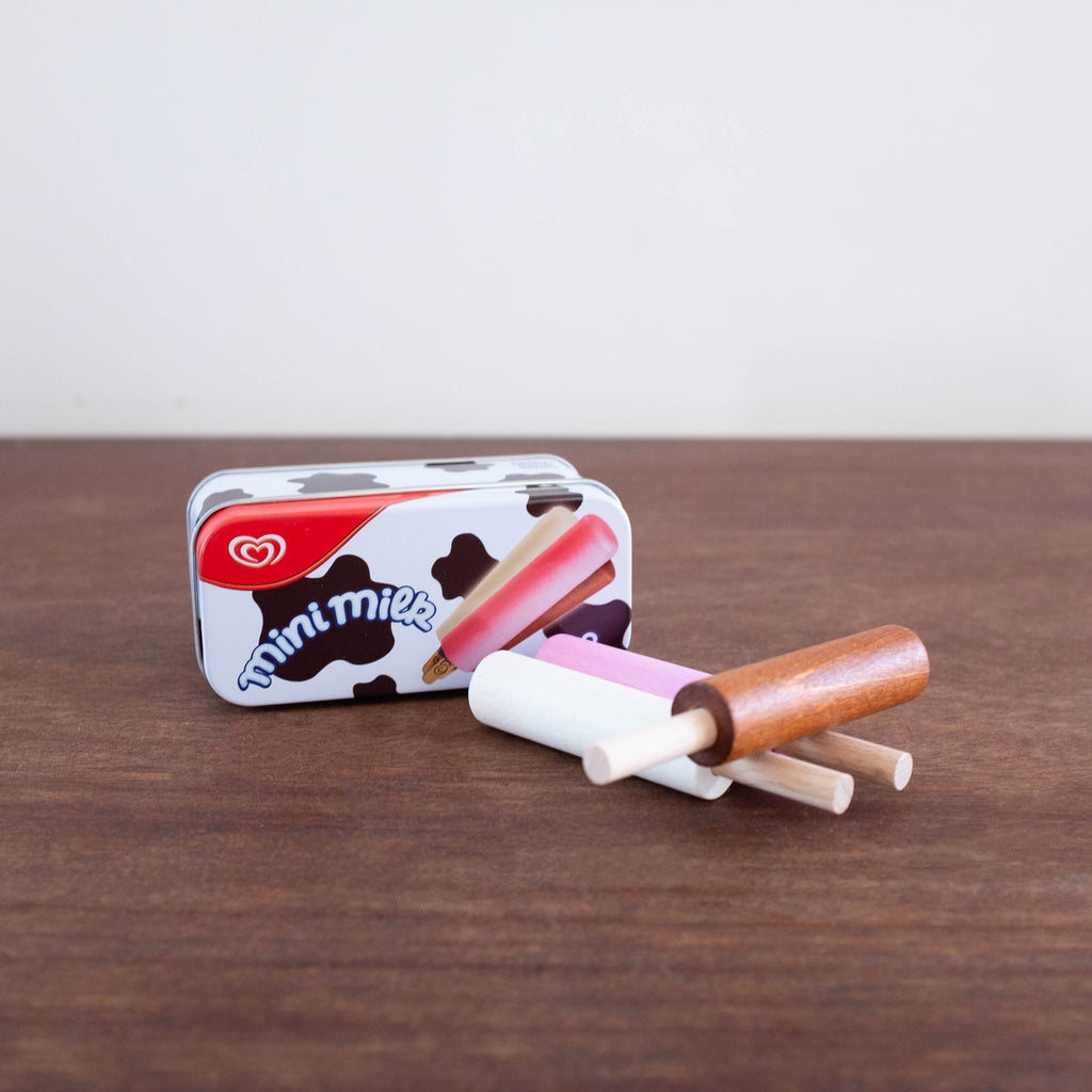 NEW Wooden Milk Ice Cream Pops in a Tin Set