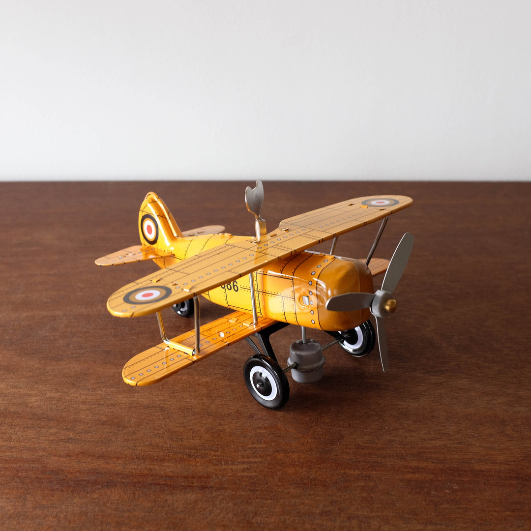 NEW Retro Tin Airplane- Yellow