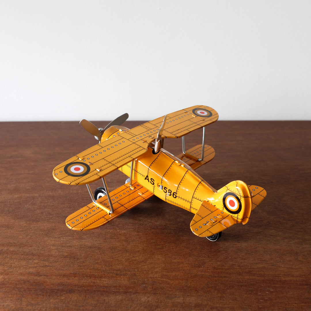 NEW Retro Tin Airplane- Yellow