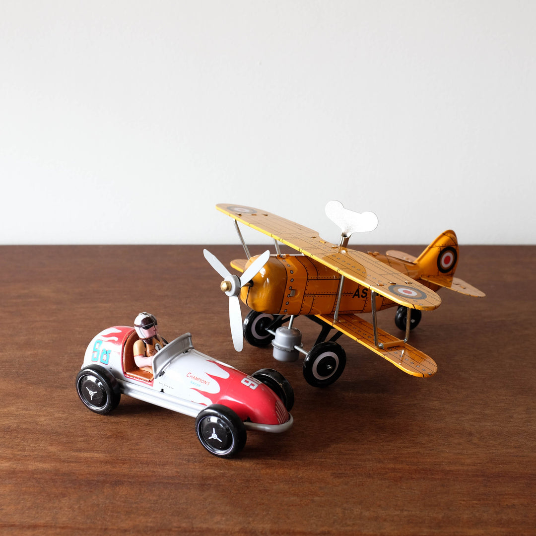 NEW Retro Tin Airplane- Yellow