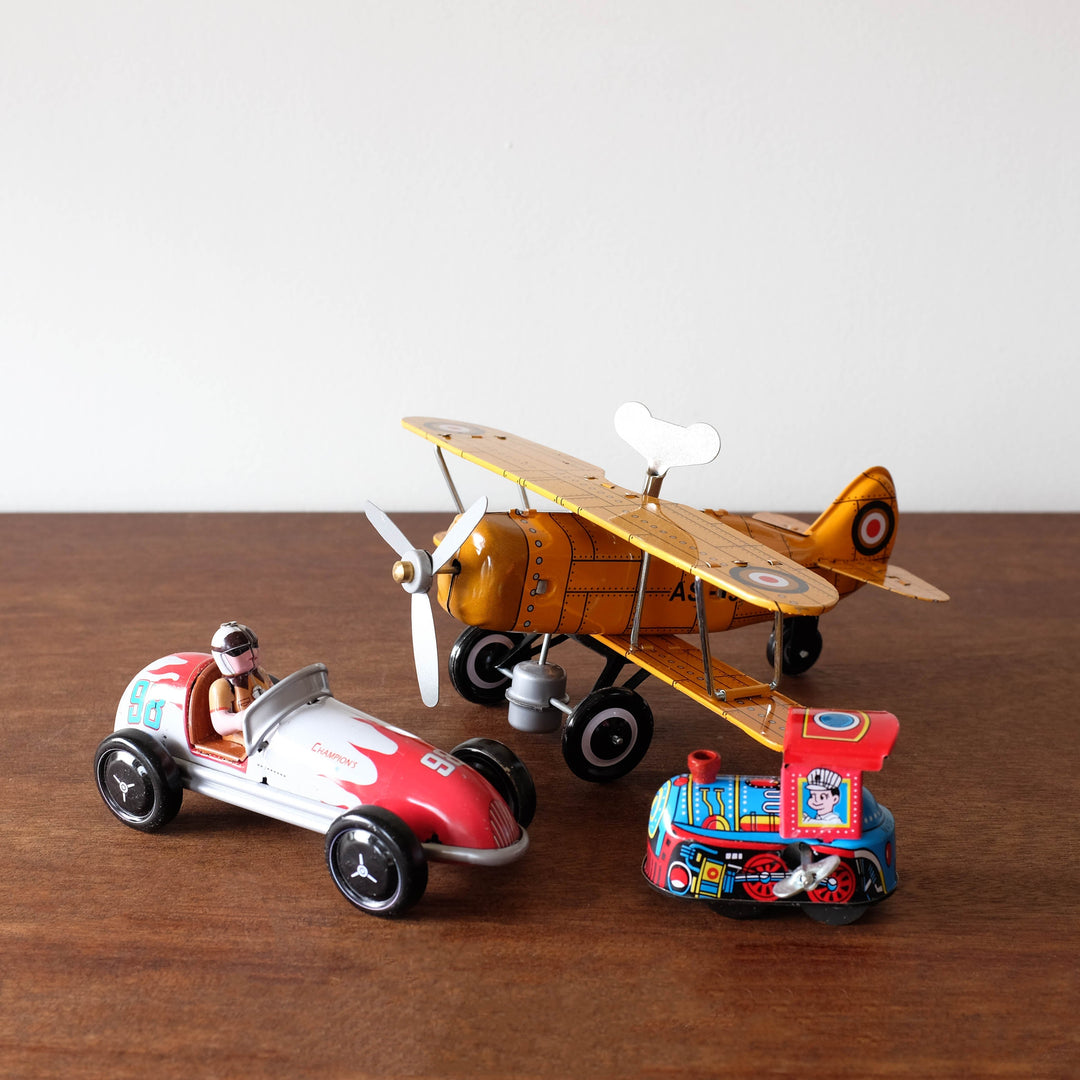 NEW Retro Tin Airplane- Yellow