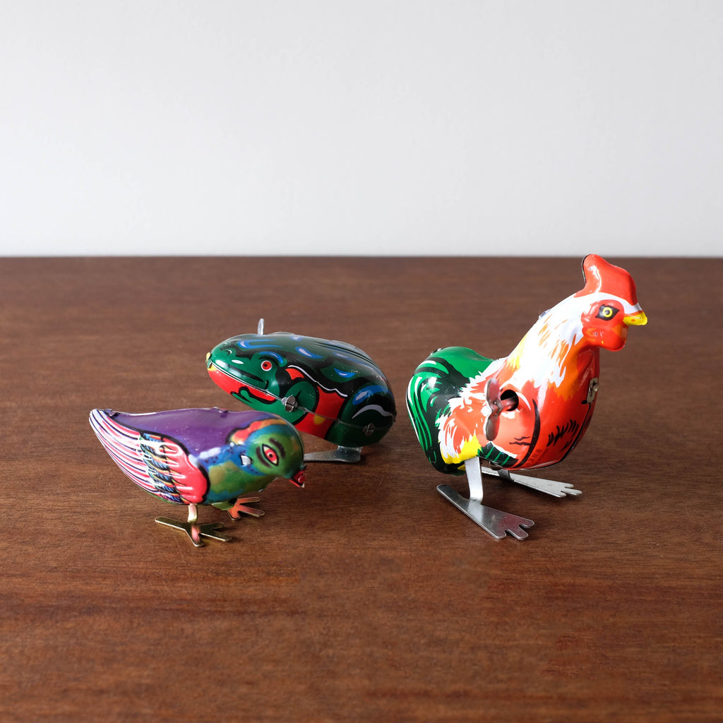 NEW Retro Tin Jumping Rooster Toy