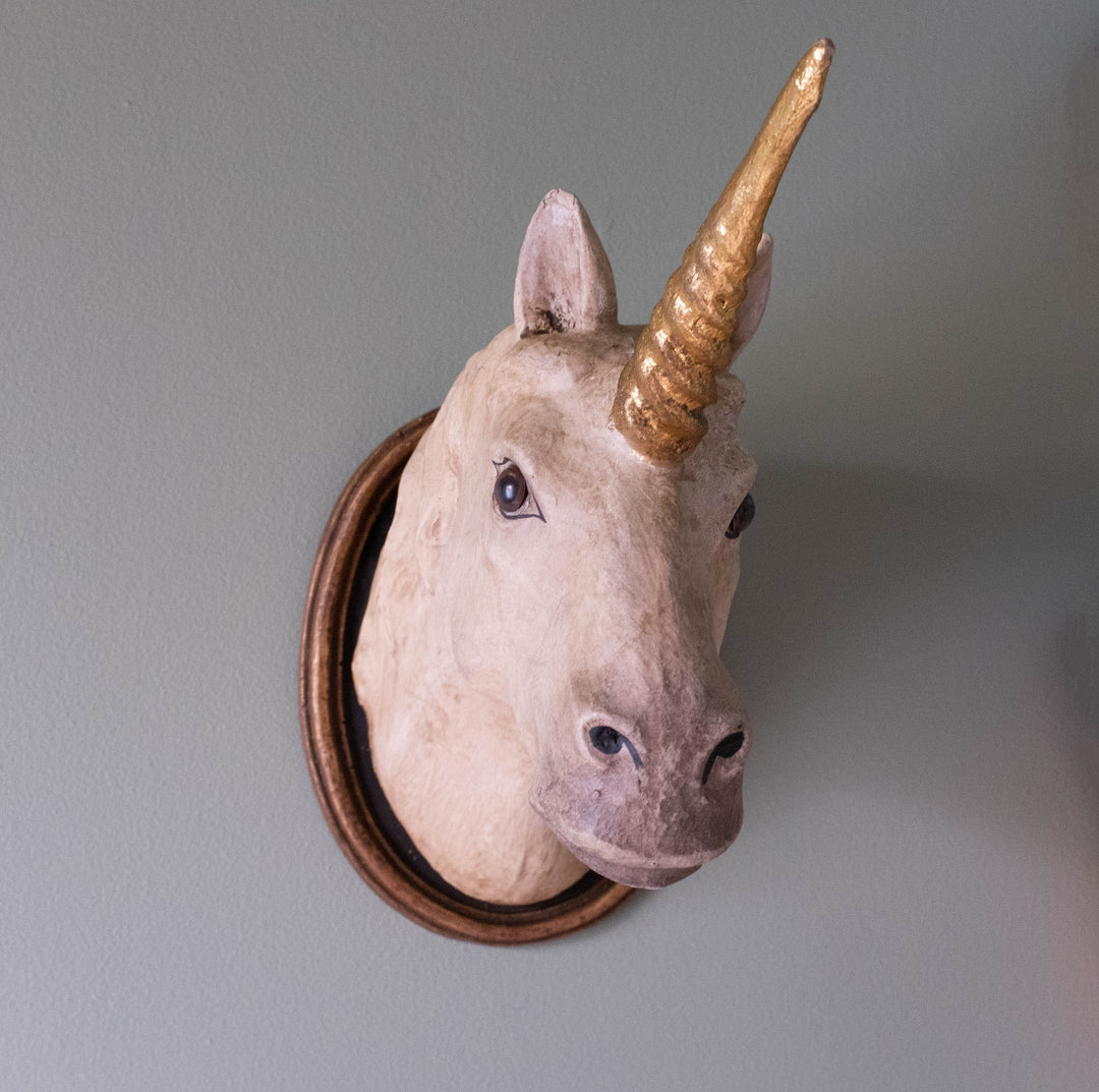 Unicorn Paper Mache Wall Mount