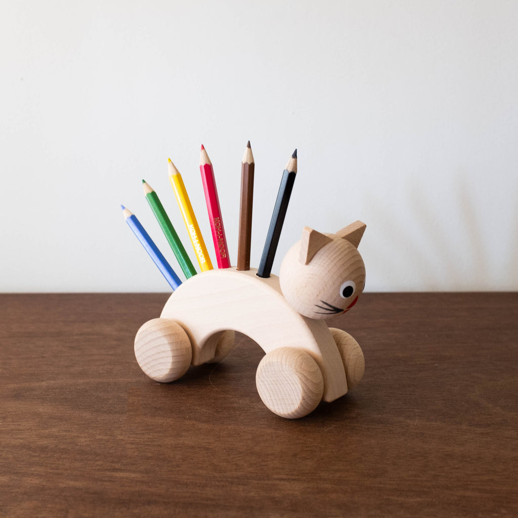 Wooden Cat Colored Pencil Holder Toy