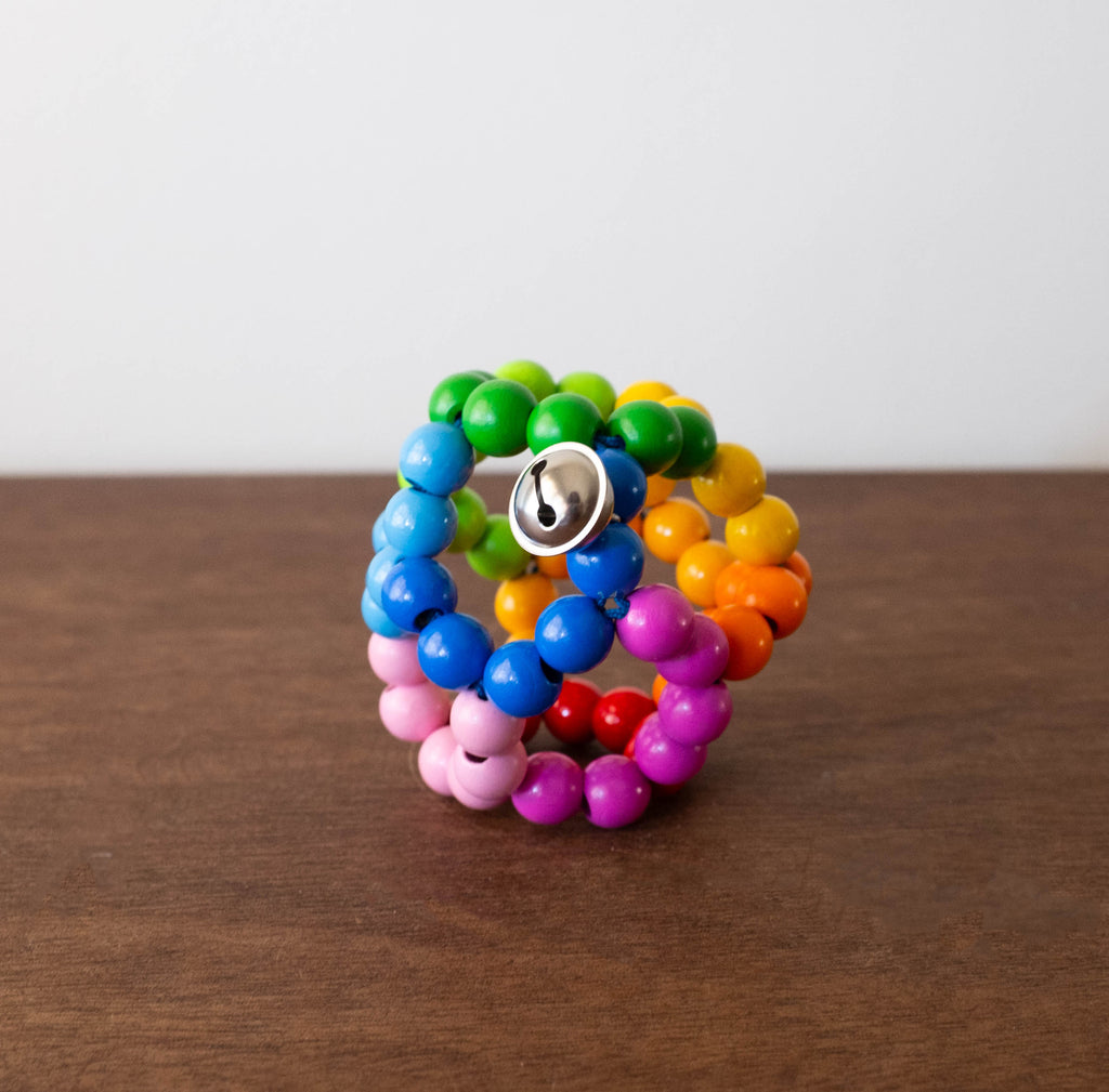 NEW Touch Ring Elastic Rainbow Ball Teether Rattle