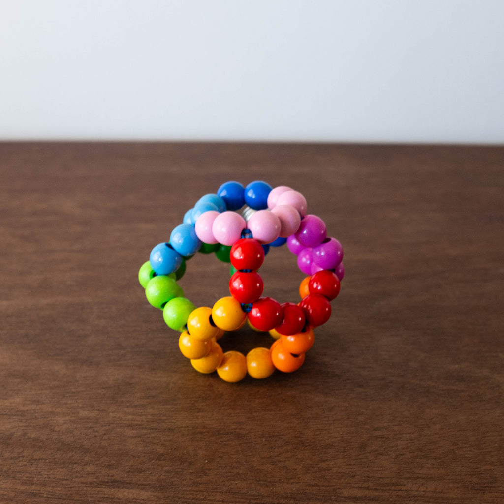 NEW Touch Ring Elastic Rainbow Ball Teether Rattle