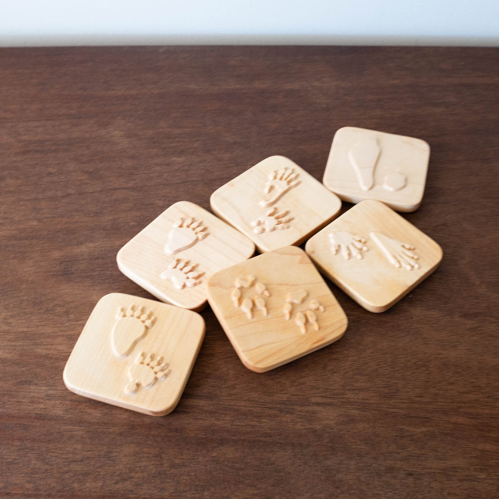 Wooden Montessori Animal Tracks Play Dough Stampers Set