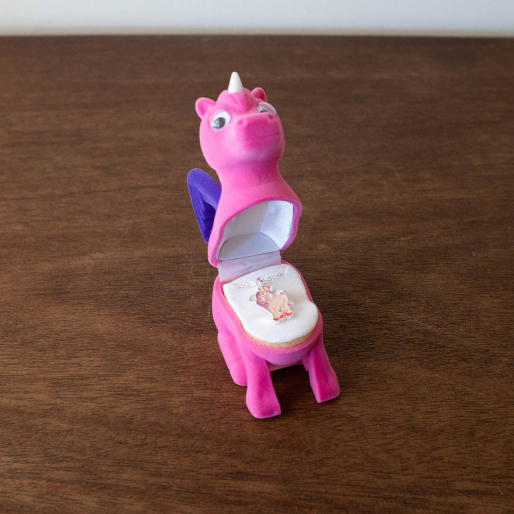 NEW Enamel Necklace Pendant- Pink Unicorn