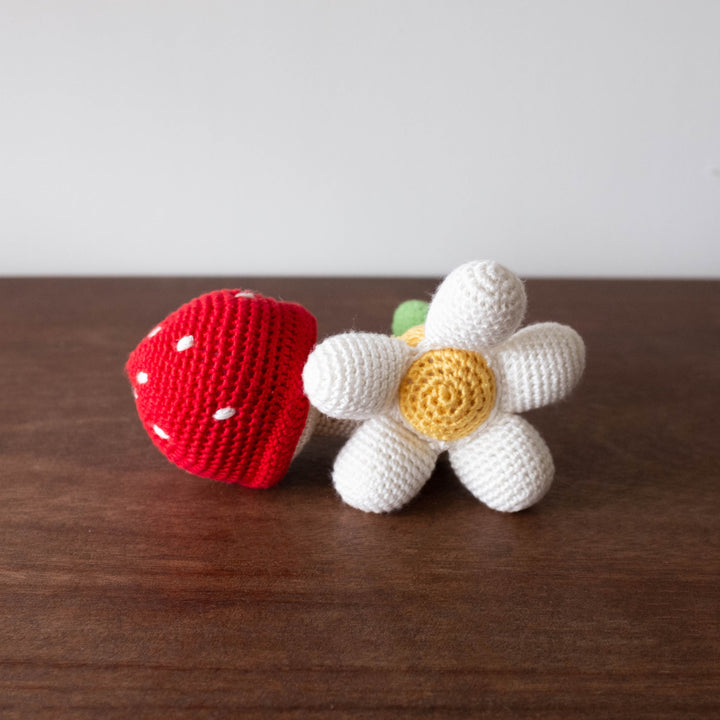 NEW Mushroom Organic Crochet Rattle Toy