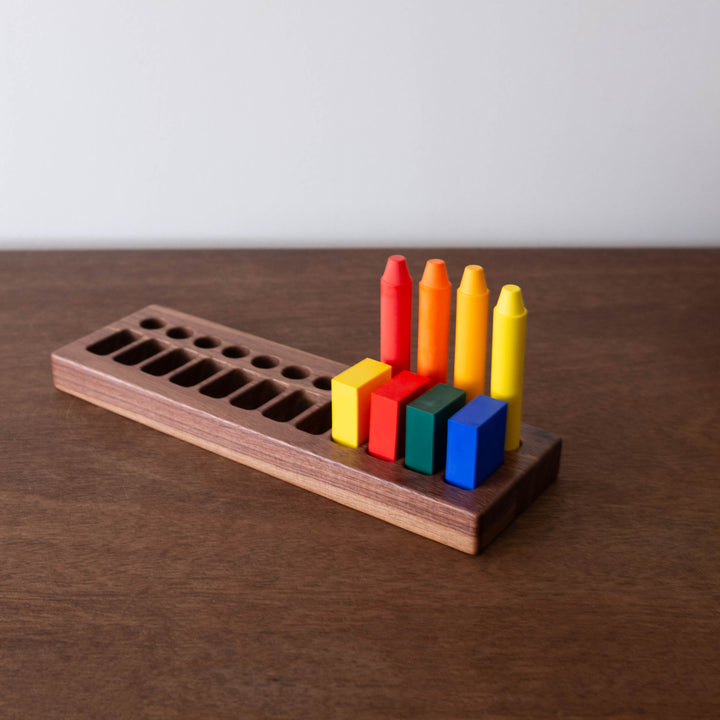 Wooden Crayon Holder - Block and Stick