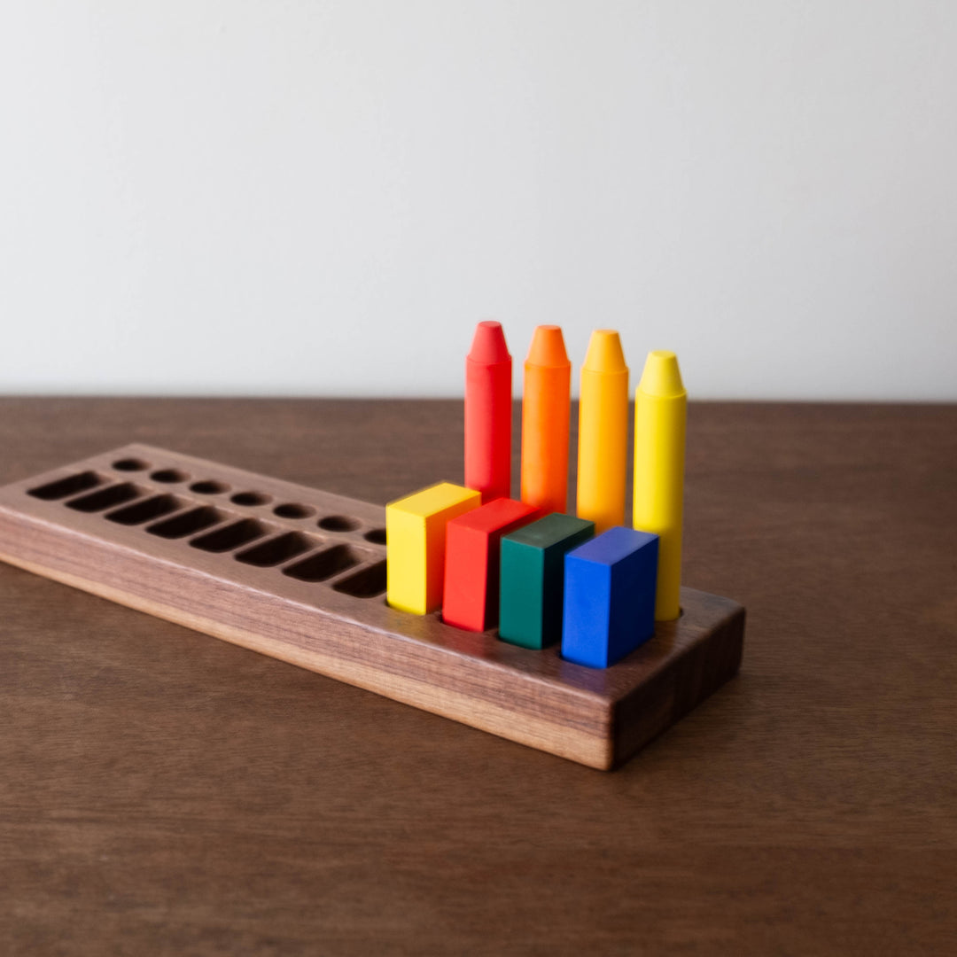 Wooden Crayon Holder - Block and Stick