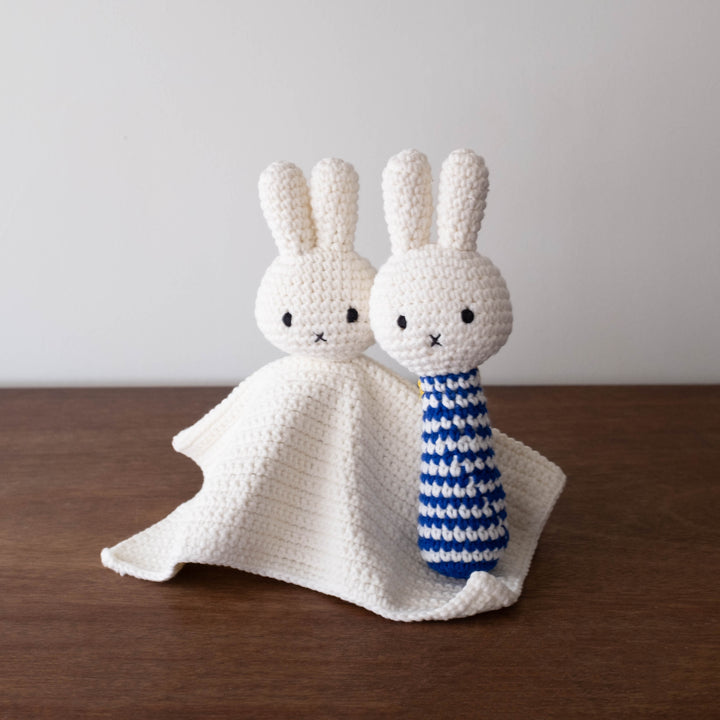 NEW Miffy Crochet Baby Rattle Striped- Blue