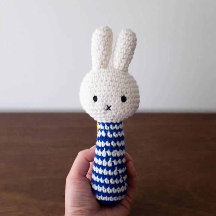 NEW Miffy Crochet Baby Rattle Striped- Blue