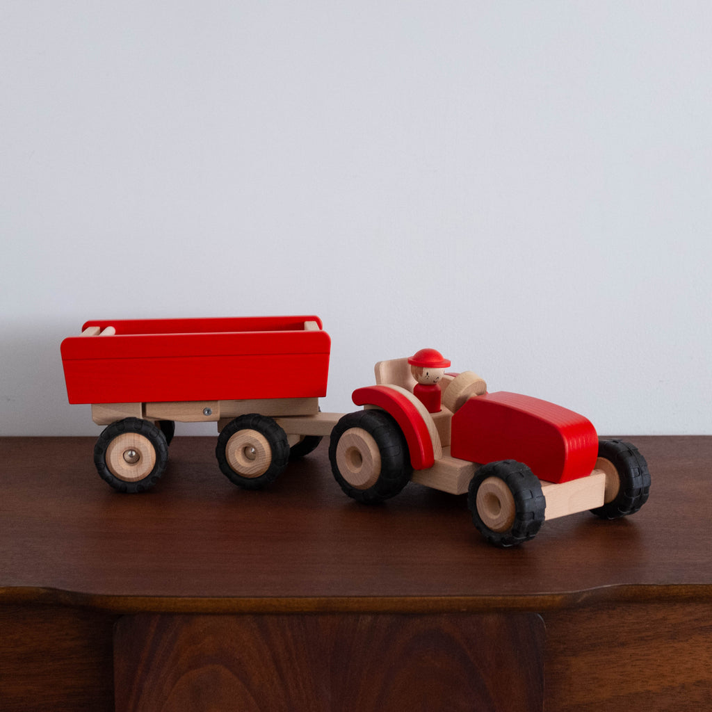NEW Tractor with Trailer- Red