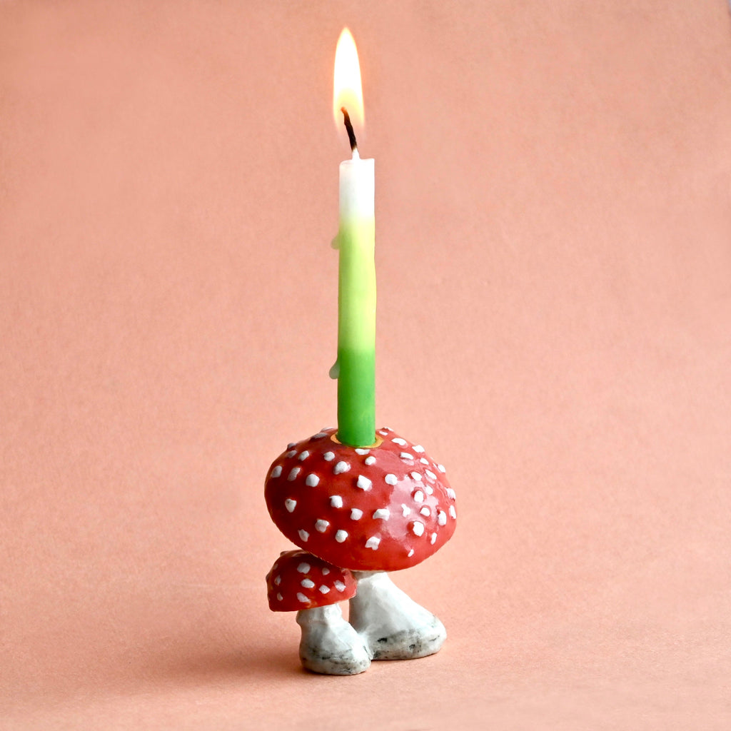 NEW Limited Ceramic Party Animals Candle Holder- Mushroom