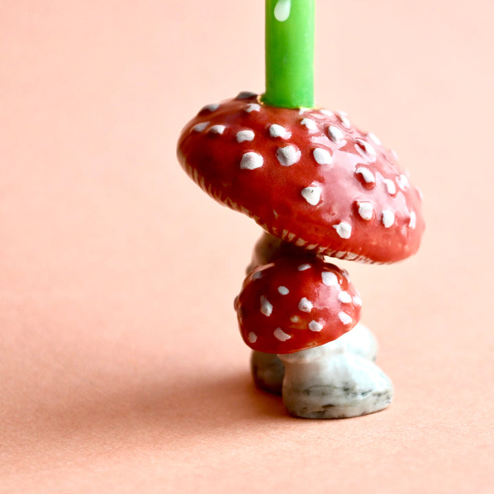 NEW Limited Ceramic Party Animals Candle Holder- Mushroom