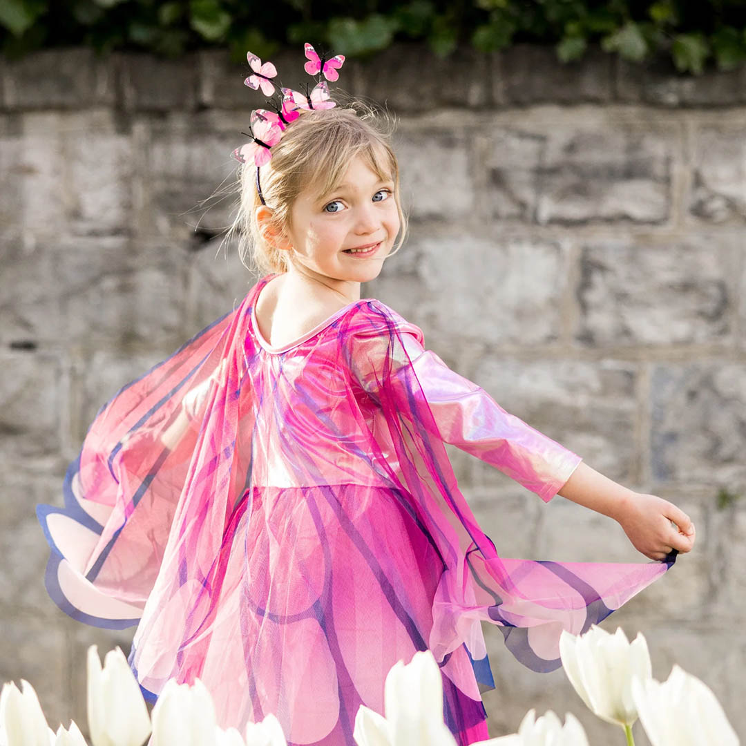 Butterfly Twirl Dress with Wings - Pink