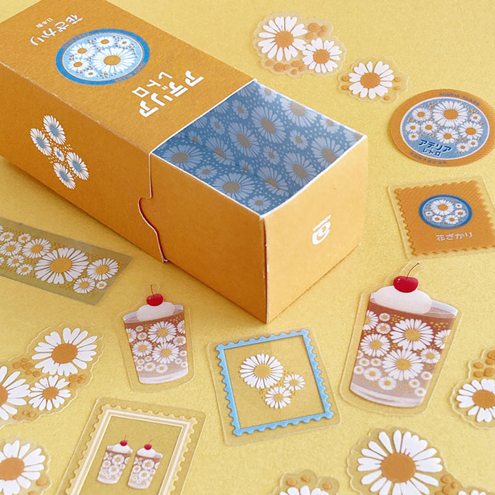 Retro Die Cut Flake Stickers - Hanazakari Floral